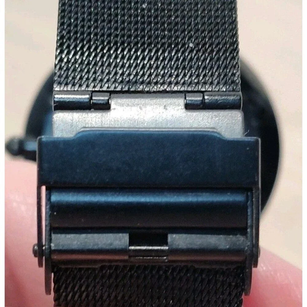 BUREI Watch Mens 41mm Black Stainless Mesh Date Dress S-19003M New Battery
